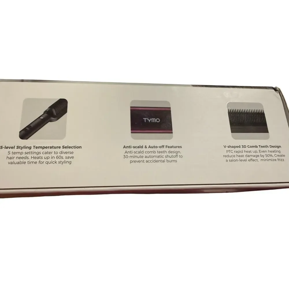 TYMO Ring Hair Straightening Comb, Comb and Flat Iron, New In Open Box